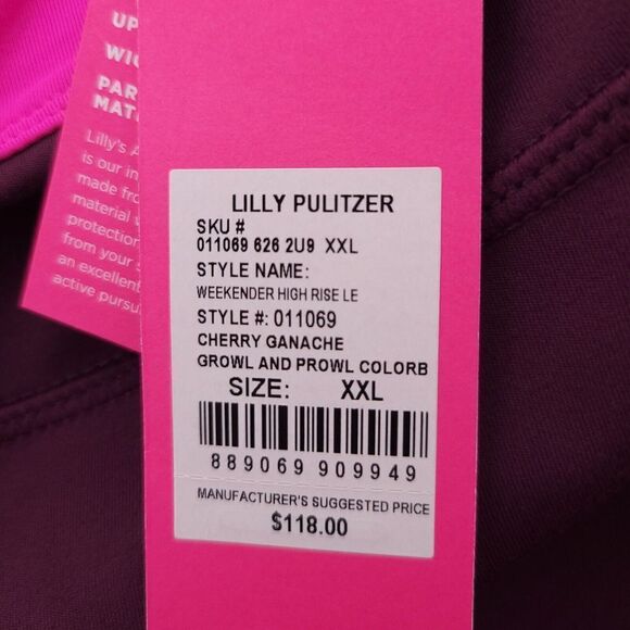 Lilly Pulitzer Luxletic Weekender High Rise Cherry UPF 50 Wicking Legging 2XL - Picture 10 of 13